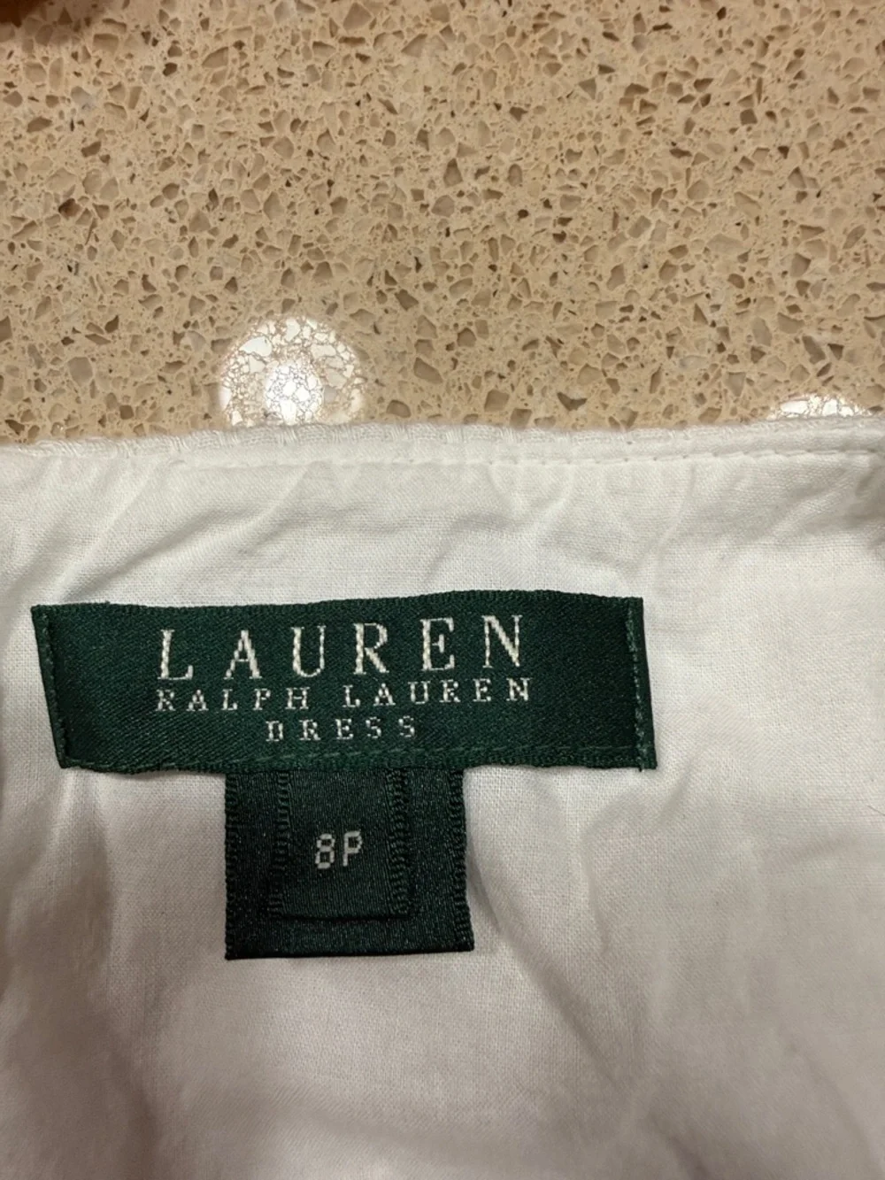 Lauren Ralph Lauren White Textured Cotton Fit & Flare Dress 8P Petite - Picture 8 of 12